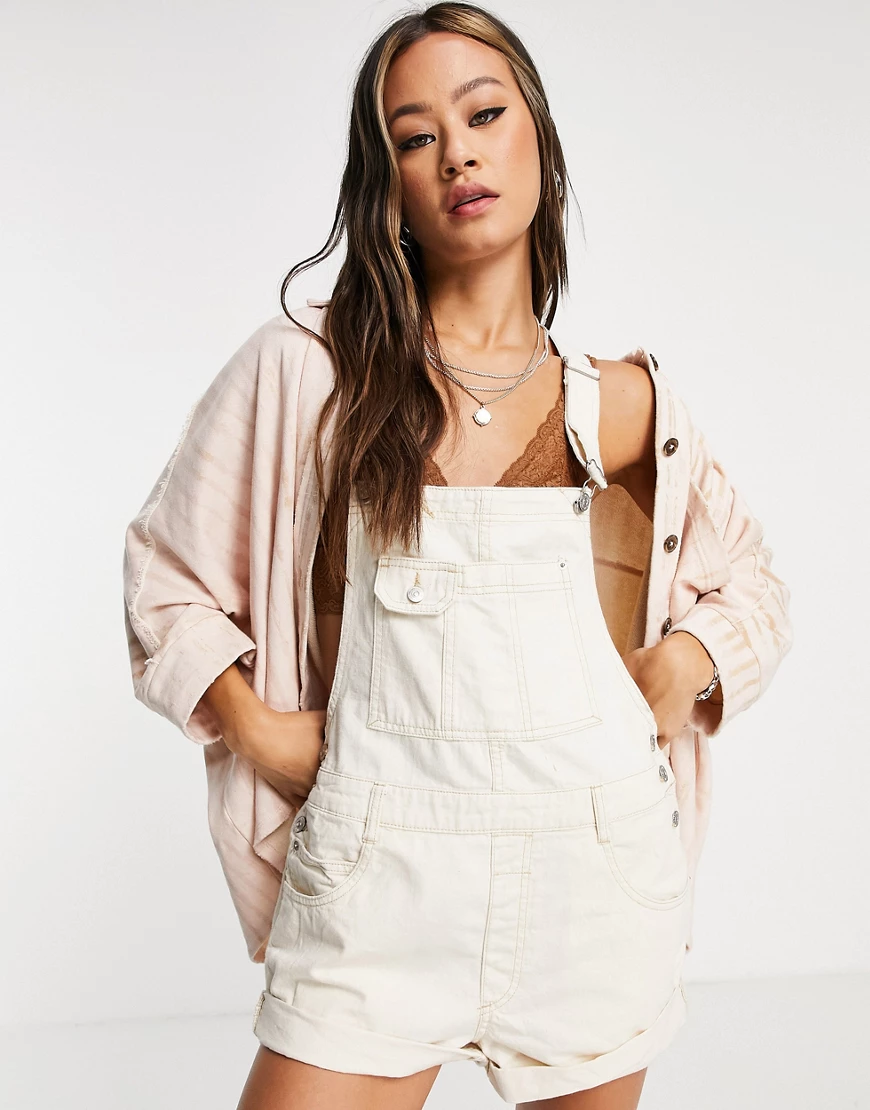 Free People – Baggy – Jeansoverall in Creme-Weiß günstig online kaufen