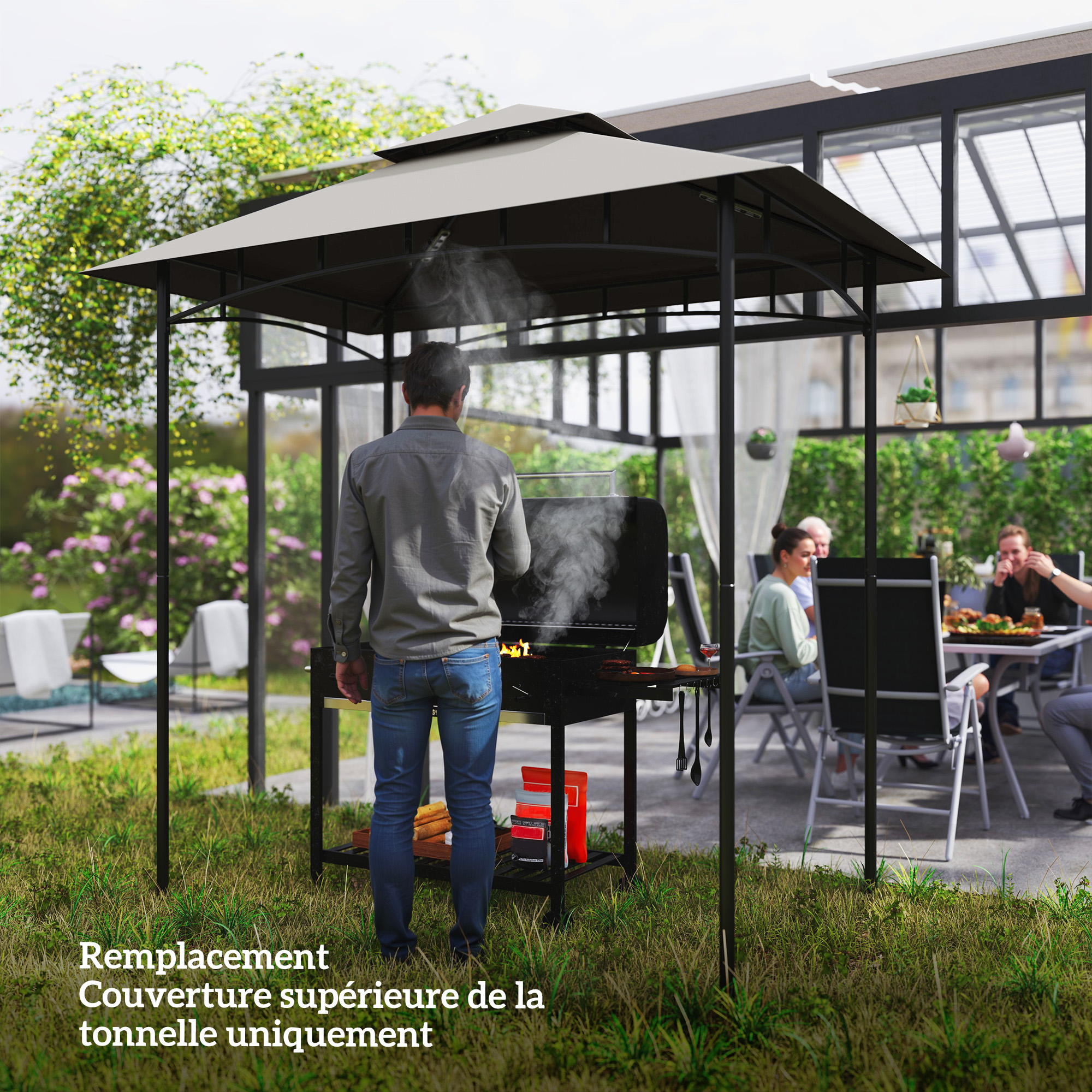 Outsunny Ersatzdach für Grillpavillon 2,4 x 1,5 m, Ersatzüberdachung für zw günstig online kaufen