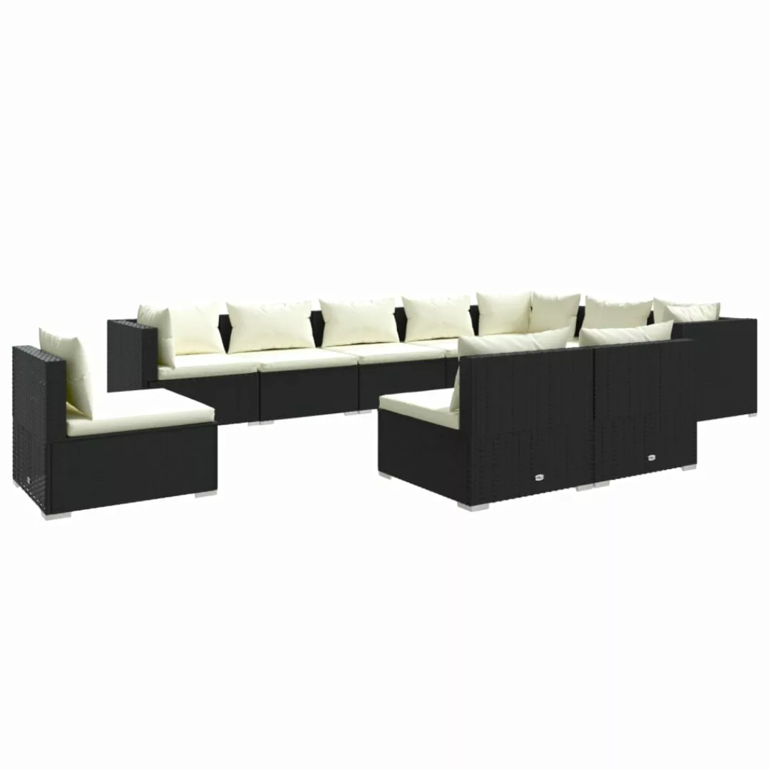 Vidaxl 10-tlg. Garten-lounge-set Mit Kissen Poly Rattan Schwarz günstig online kaufen