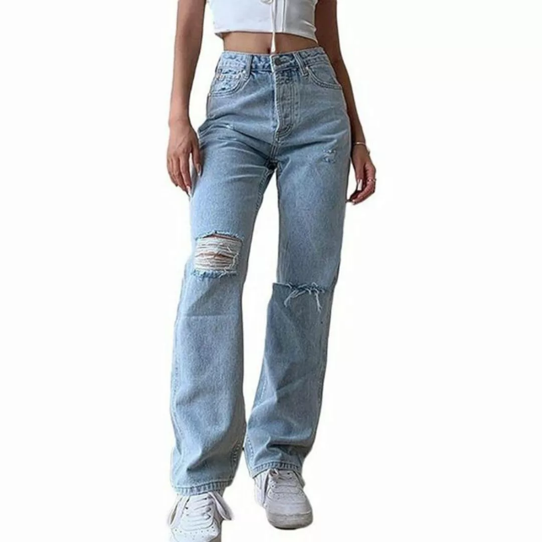 AFAZ New Trading UG Destroyed-Jeans Damen Hoher Taille Jeans Stretch Loose günstig online kaufen