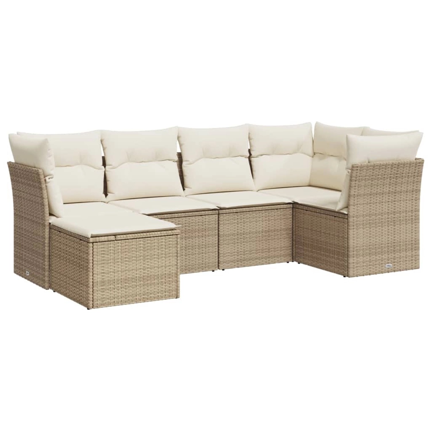 vidaXL 6-Tlg Garten-Sofagarnitur mit Kissen Beige Poly Rattan 3217948 günstig online kaufen