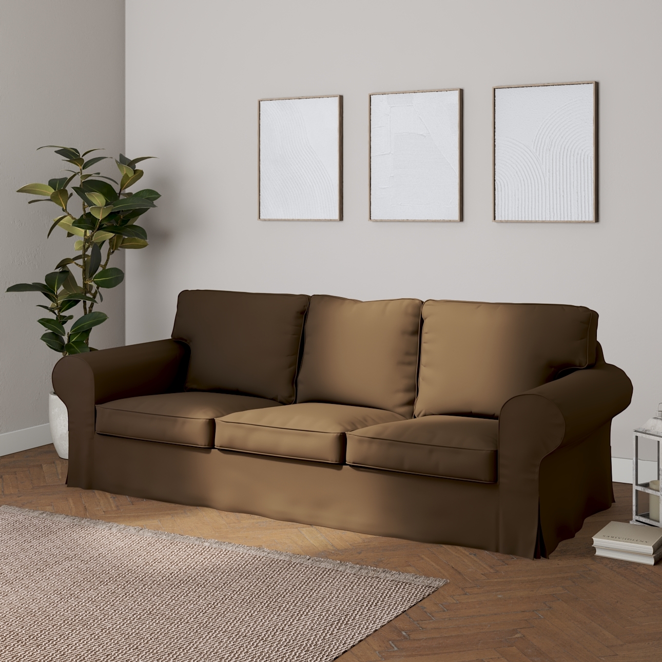 Bezug für Ektorp 3-Sitzer Sofa nicht ausklappbar, mocca, Sofabezug für Ekto günstig online kaufen