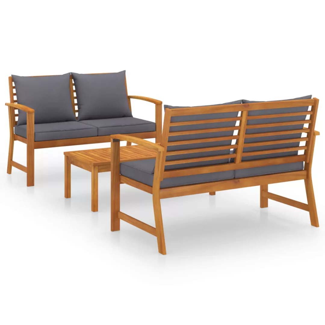 3-tlg. Garten-lounge-set Mit Auflagen Massivholz Akazie günstig online kaufen