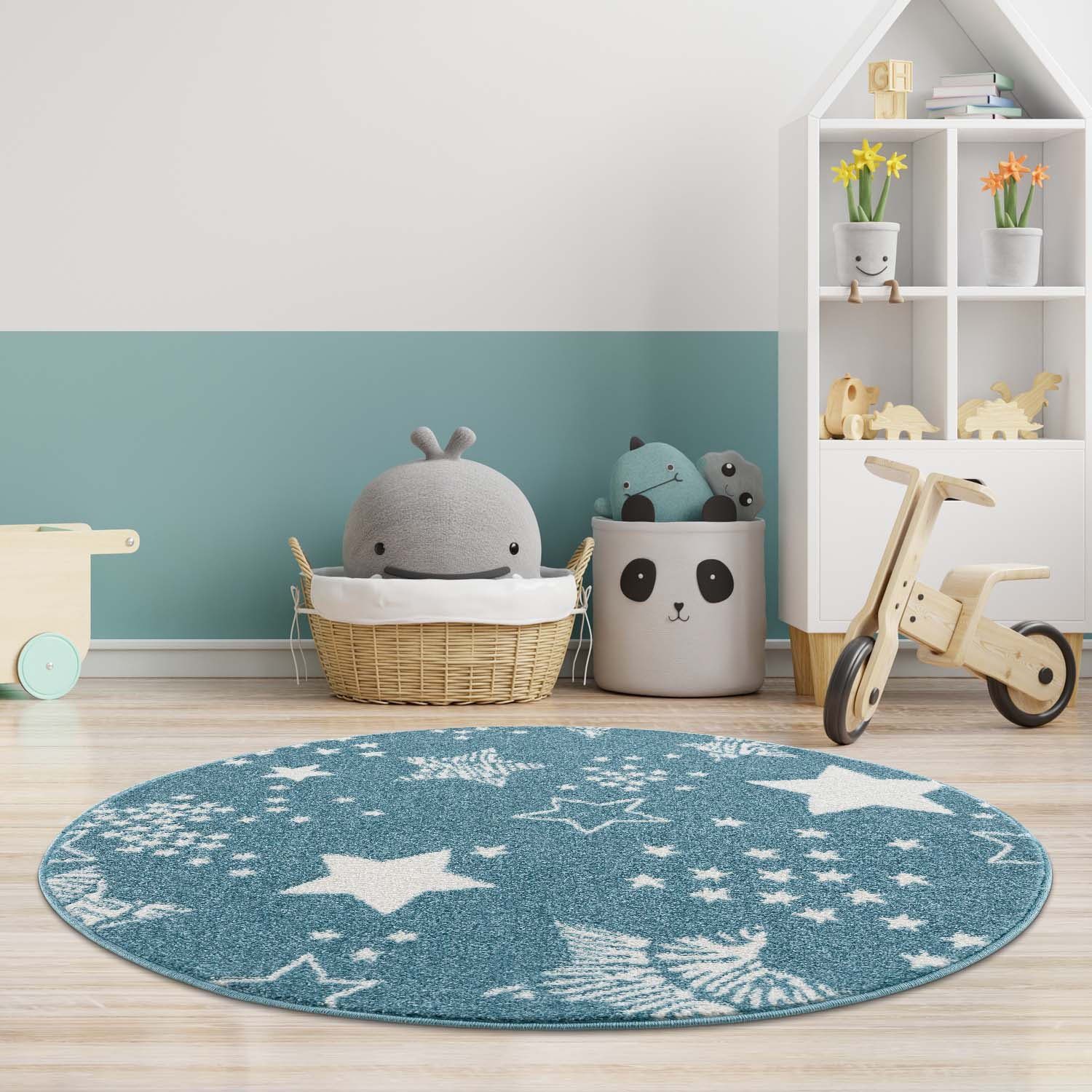 Carpet City Kinderteppich »Anime9387«, rund, 11 mm Höhe, Sternen-Teppich, W günstig online kaufen
