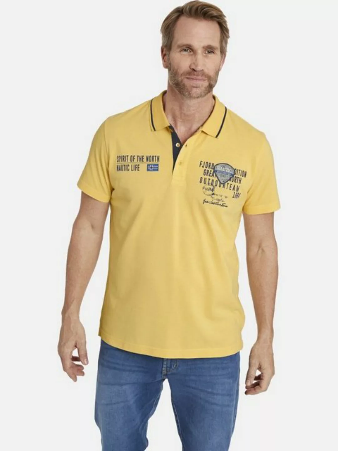 Jan Vanderstorm Poloshirt HALLFRED detailreiches Poloshirt günstig online kaufen