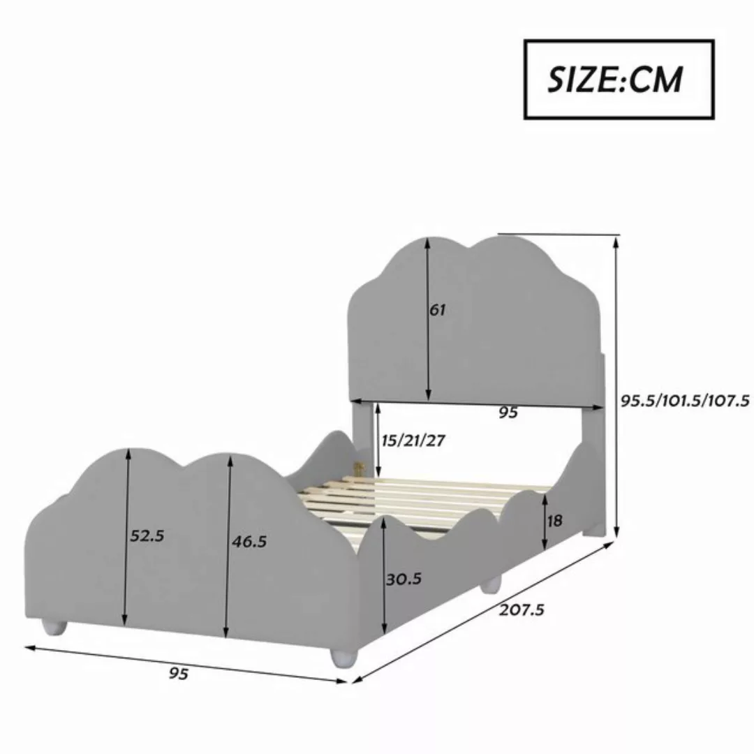 Welikera Kinderbett 90x200cm Polsterbett,Hohes Geländer,Einzelbett,Hautfreu günstig online kaufen