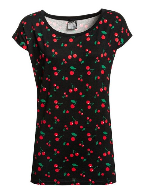 Pussy Deluxe Cherries Damen Loose-Shirt schwarz allover günstig online kaufen