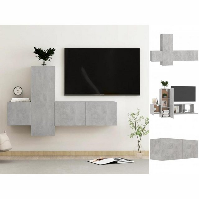 vidaXL TV-Schrank 3-tlg TV-Schrank-Set Betongrau Spanplatte günstig online kaufen