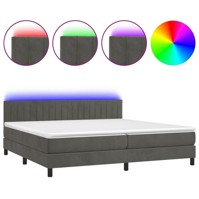 vidaXL Boxspringbett Bett Boxspringbett mit Matratze & LED Samt (200 x 200 günstig online kaufen