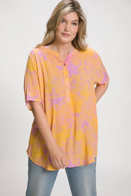 Ulla Popken Longbluse Bluse A-Linie Tunika-Ausschnitt Glocken-Halbarm günstig online kaufen