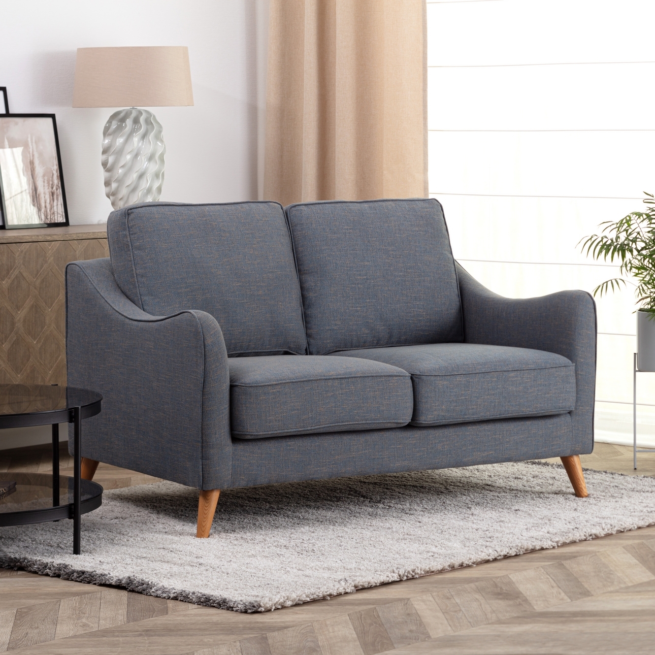 2-Sitzer Sofa Venuste denim blue/brown, 140 x 90 x 90 cm günstig online kaufen