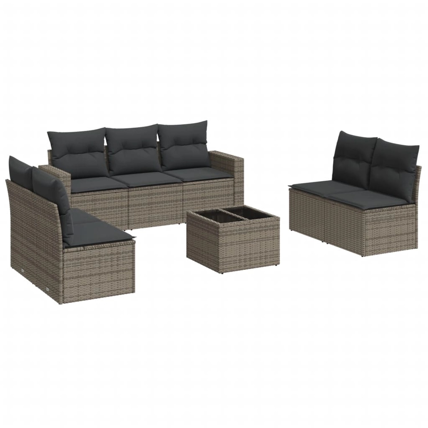 vidaXL 8-tlg Garten-Sofagarnitur mit Kissen Grau Poly Rattan Modell 29 günstig online kaufen