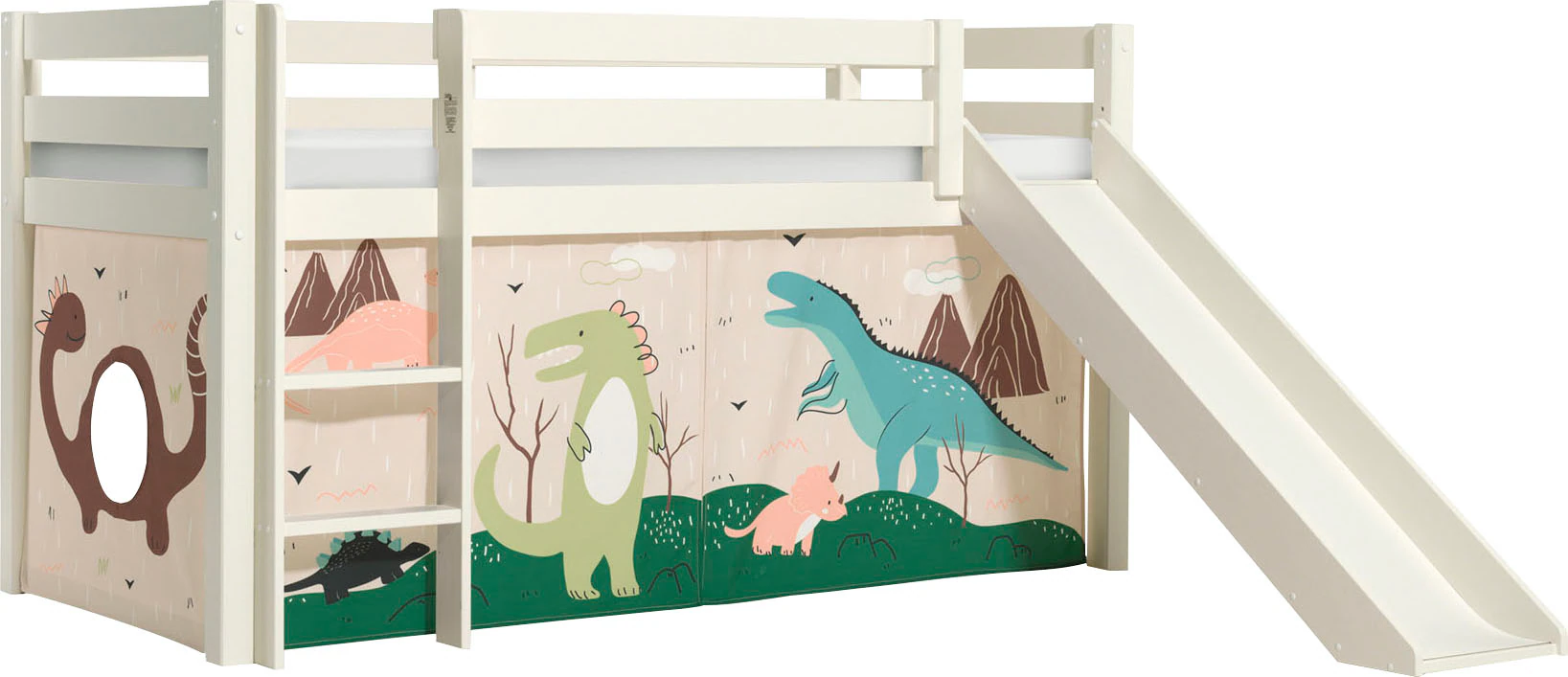 Vipack Spielbett "Pino, Kiefer massiv, mit Rolllattenrost u. Textil-Set, Ma günstig online kaufen