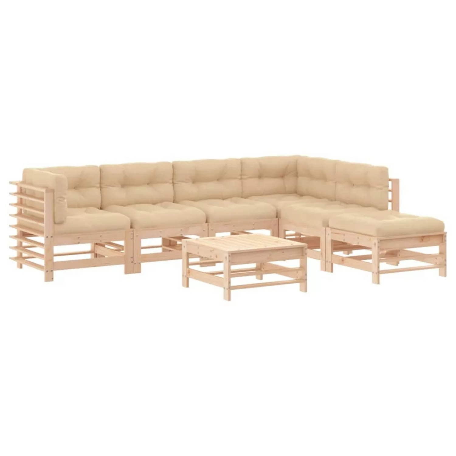 vidaXL 7-tlg Garten-Lounge-Set mit Kissen Massivholz Modell 5 günstig online kaufen