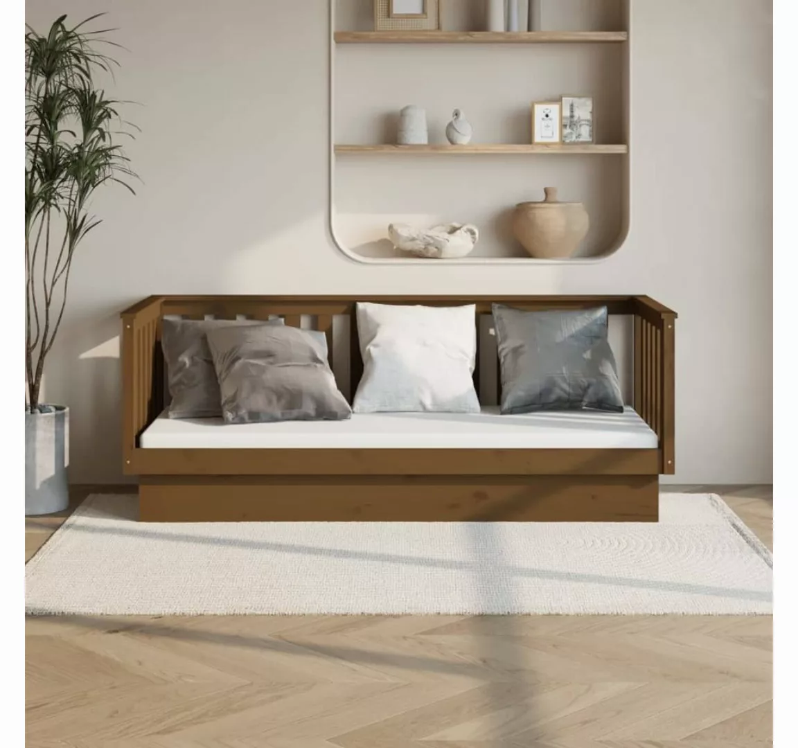 vidaXL Bettgestell Gästebett Tagesbett Honigbraun 90x190 cm Massivholz Kief günstig online kaufen