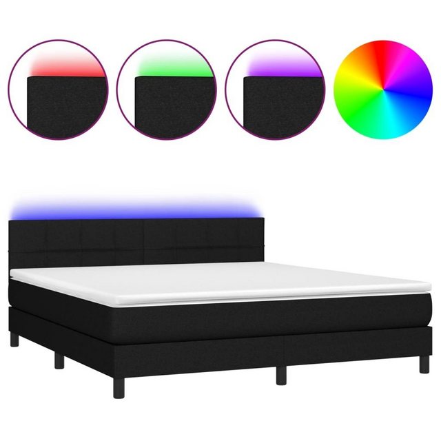 vidaXL Bettgestell Boxspringbett mit Matratze LED Schwarz 160x200 cm Stoff günstig online kaufen