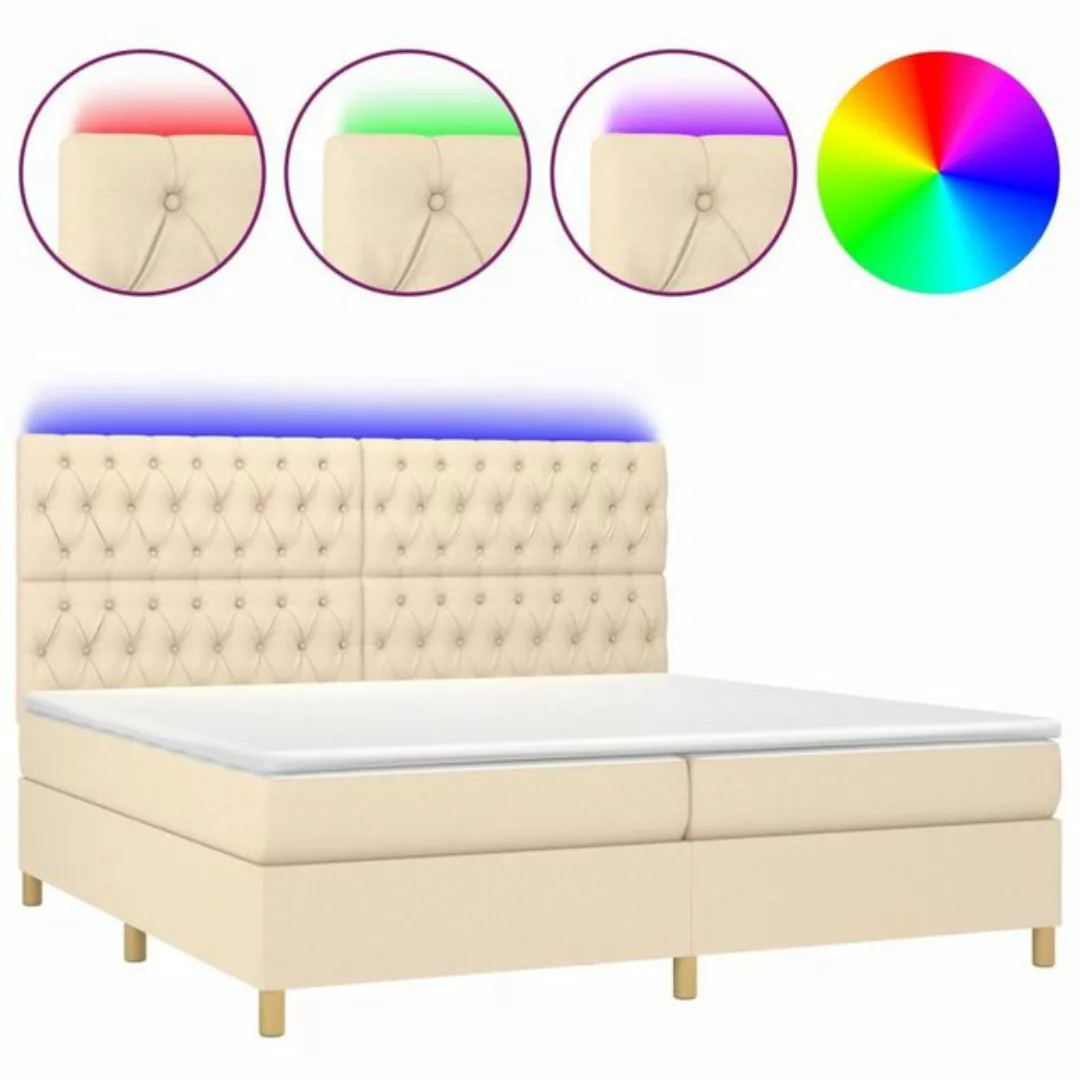 vidaXL Boxspringbett Boxspringbett mit Matratze LED Creme 200x200 cm Stoff günstig online kaufen