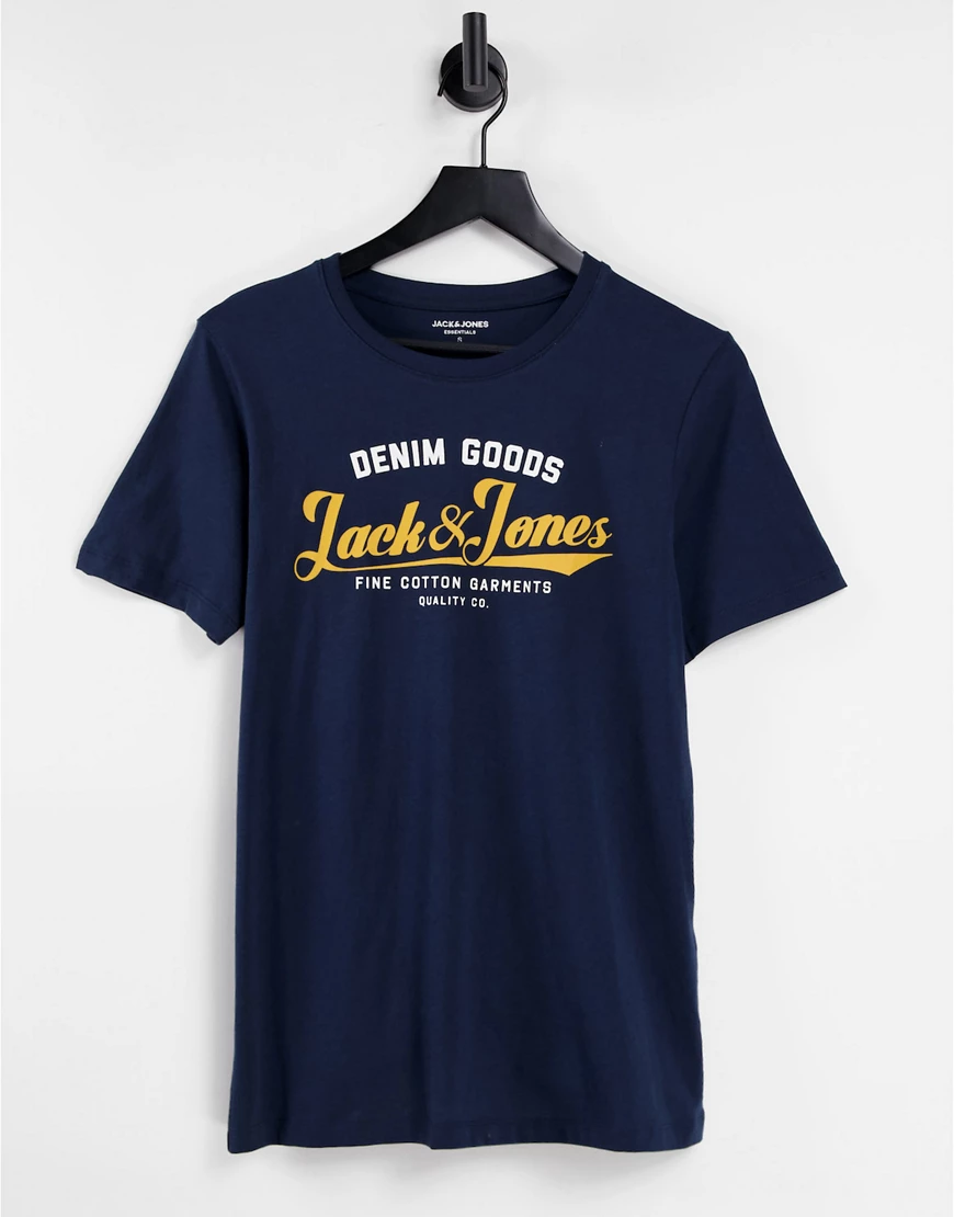 Jack & Jones – T-Shirt mit Logo in Marine-Marineblau günstig online kaufen