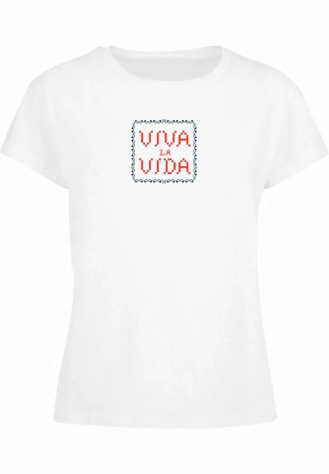 Merchcode T-Shirt Merchcode Damen Ladies Frida Kahlo - Pixels viva la vida günstig online kaufen