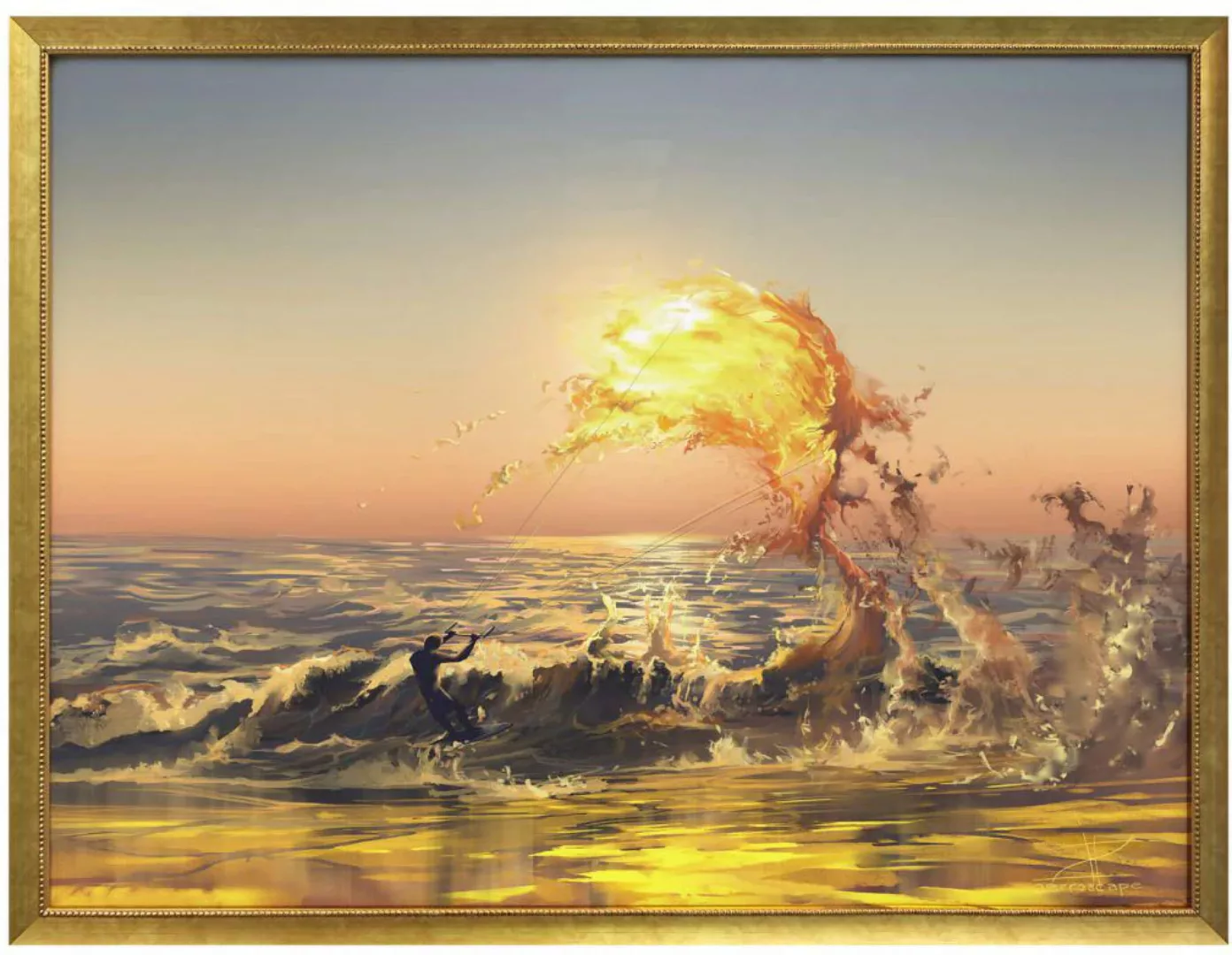 Wall-Art Poster "Surrealismus Bild Feuer Surfer", Menschen, (1 St.) günstig online kaufen