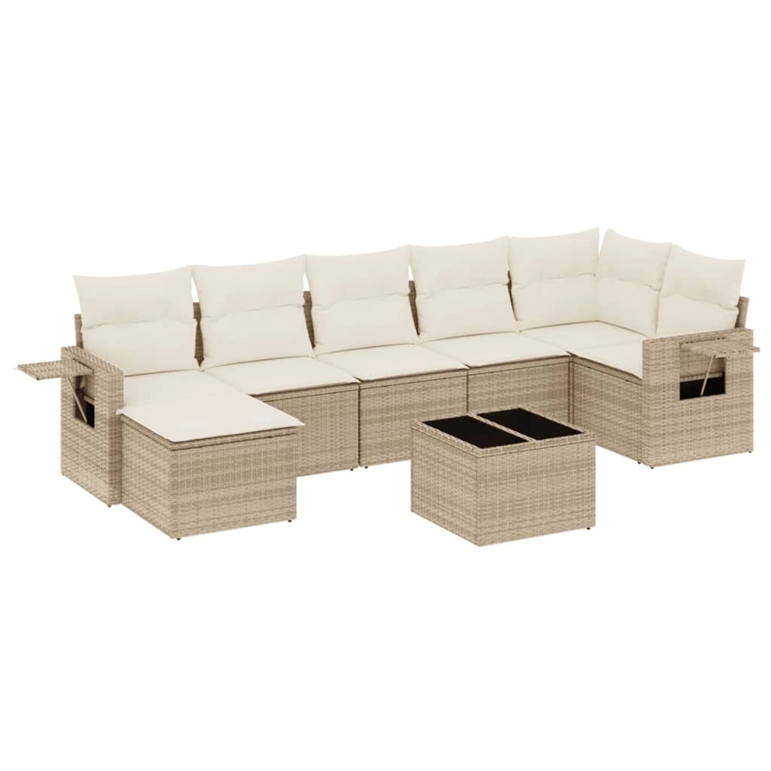vidaXL 8-Tlg Garten-Sofagarnitur mit Kissen Beige Poly Rattan 3252825 günstig online kaufen