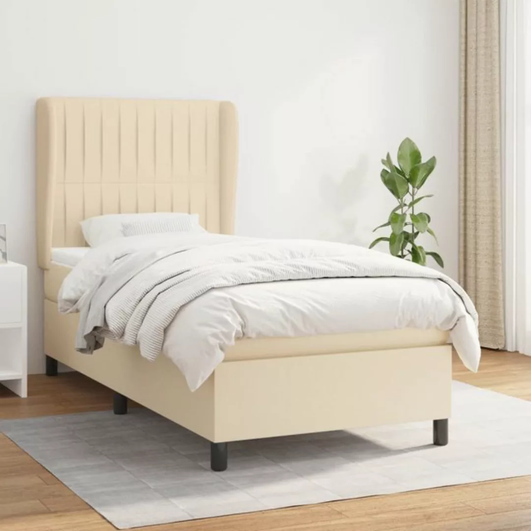 vidaXL Bett Boxspringbett mit Matratze Creme 100x200 cm Stoff günstig online kaufen