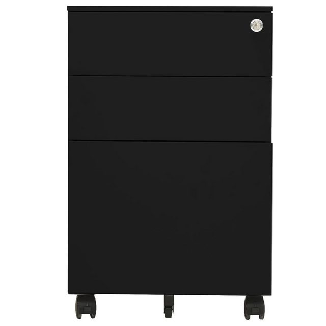 furnicato Aktenschrank mit Rollen Schwarz 39x45x60 cm Stahl günstig online kaufen