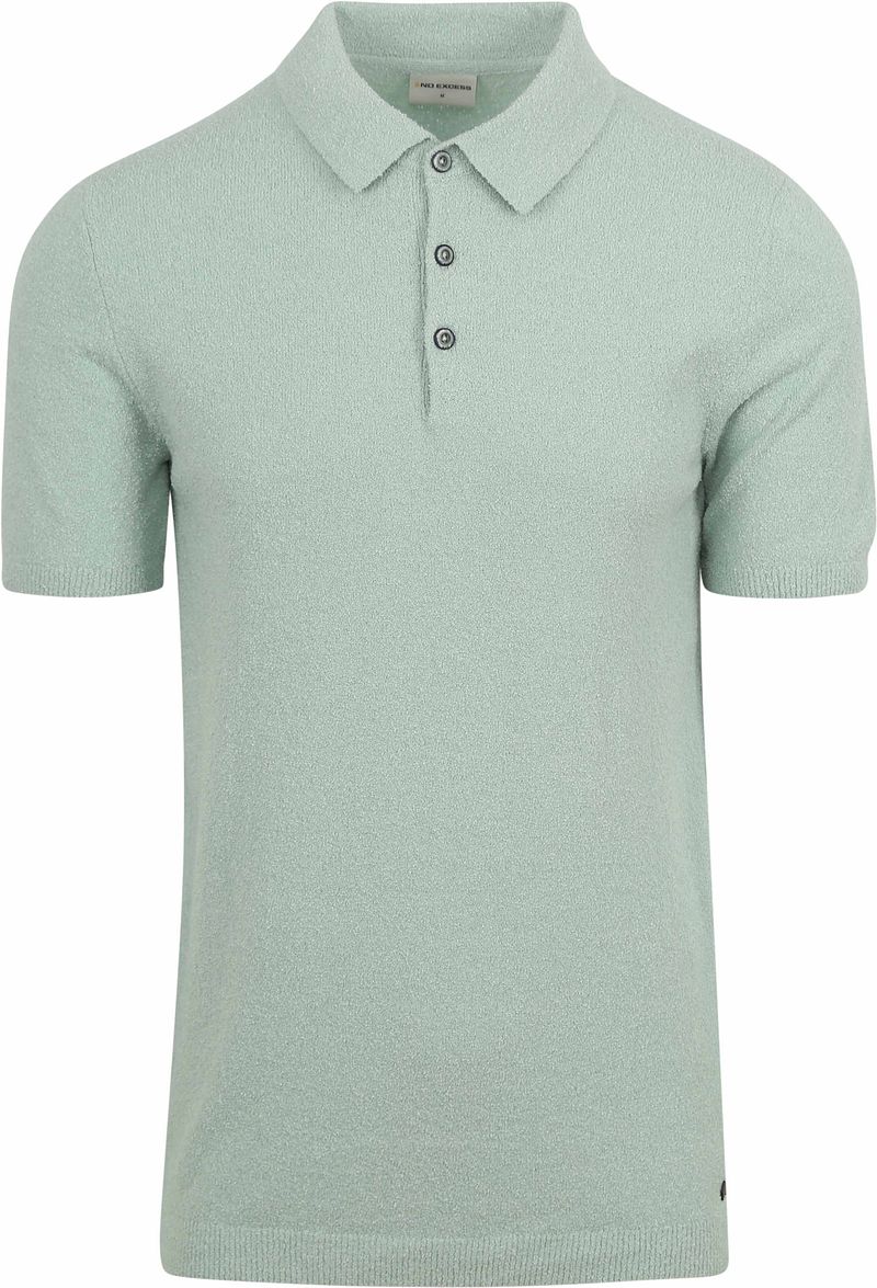 No Excess Knitted Poloshirt Struktur Grün - Größe M günstig online kaufen