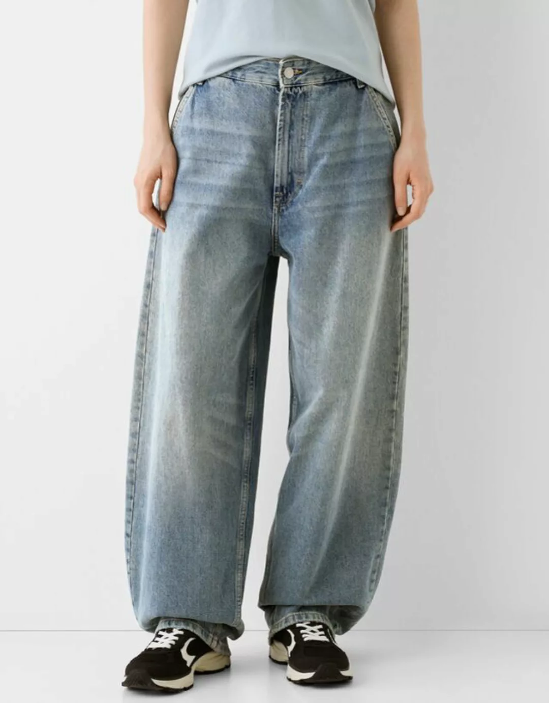 Bershka Skater-Fit-Jeans Im Washed-Look Bskteen 42 Ausgewaschenes Blau günstig online kaufen
