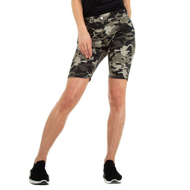 Ital-Design Shorts Damen Freizeit Camouflage Stretch Freizeitshorts in Grün günstig online kaufen