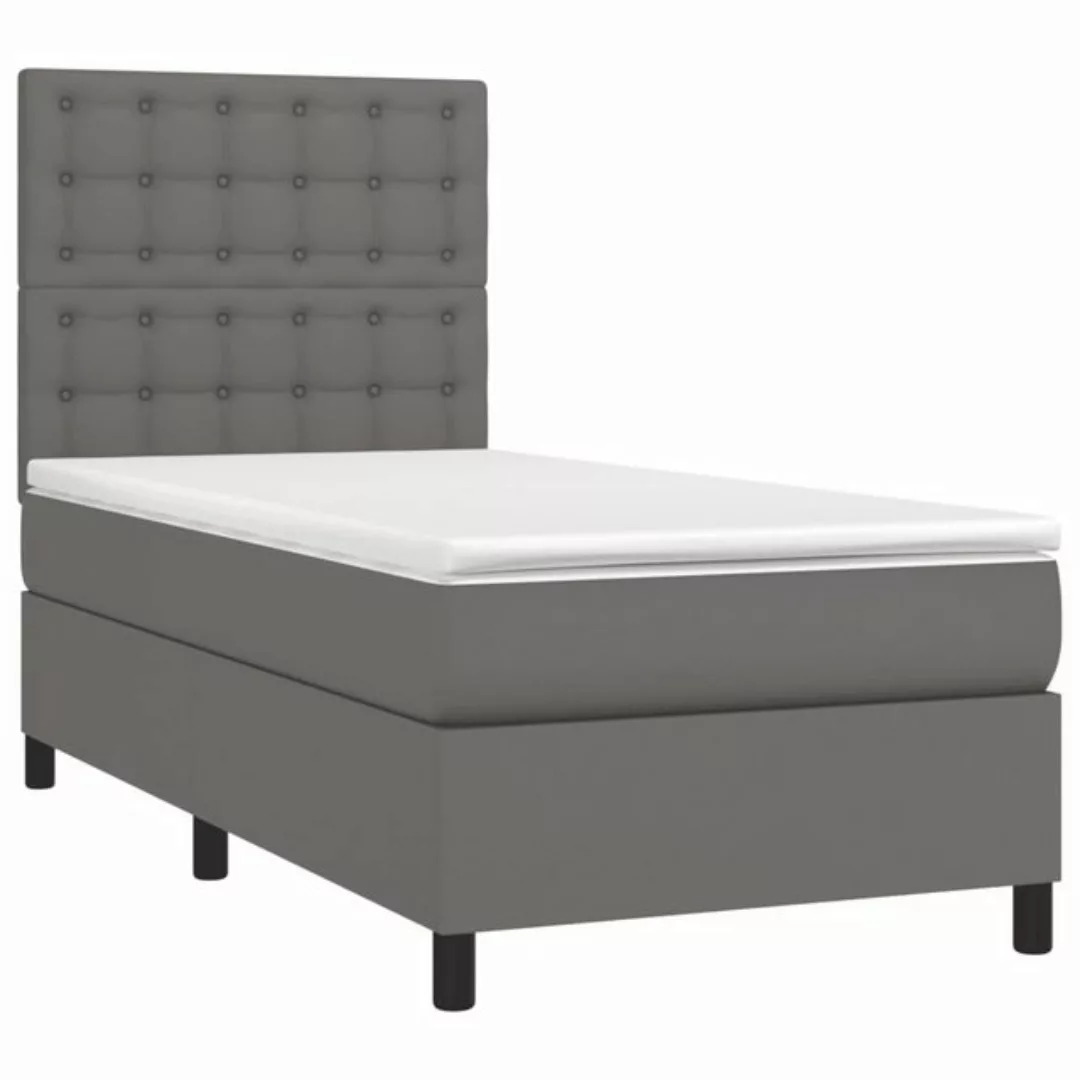 vidaXL Bett Boxspringbett mit Matratze Grau 80x200 cm Kunstleder günstig online kaufen