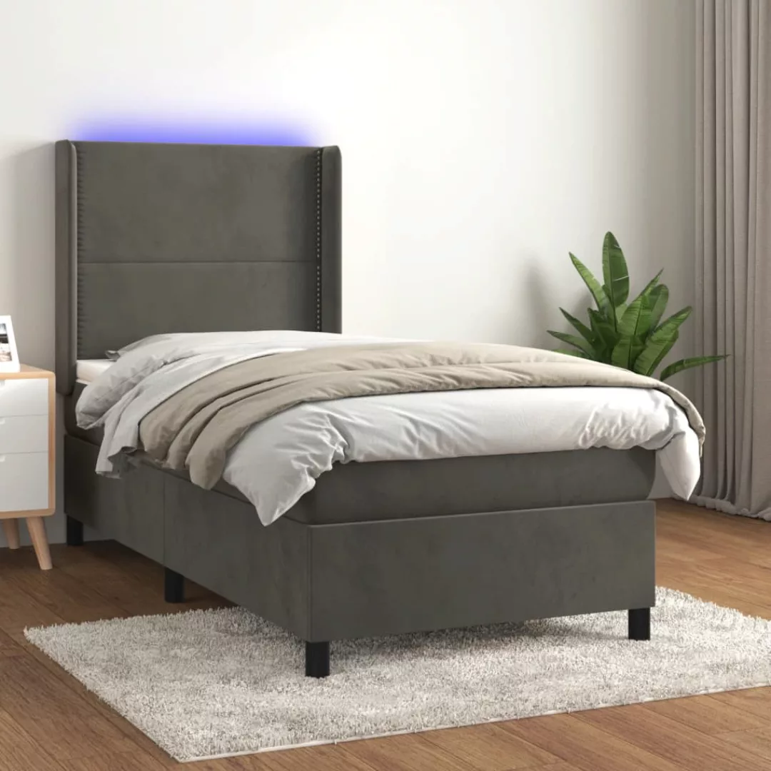 vidaXL Boxspringbett Boxspringbett mit Matratze LED Dunkelgrau 80x200 cm Sa günstig online kaufen