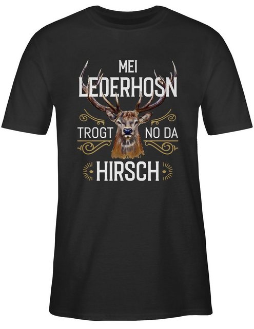 Shirtracer T-Shirt Mei Lederhosn trogt no da Hirsch - weiß braun Mode für O günstig online kaufen