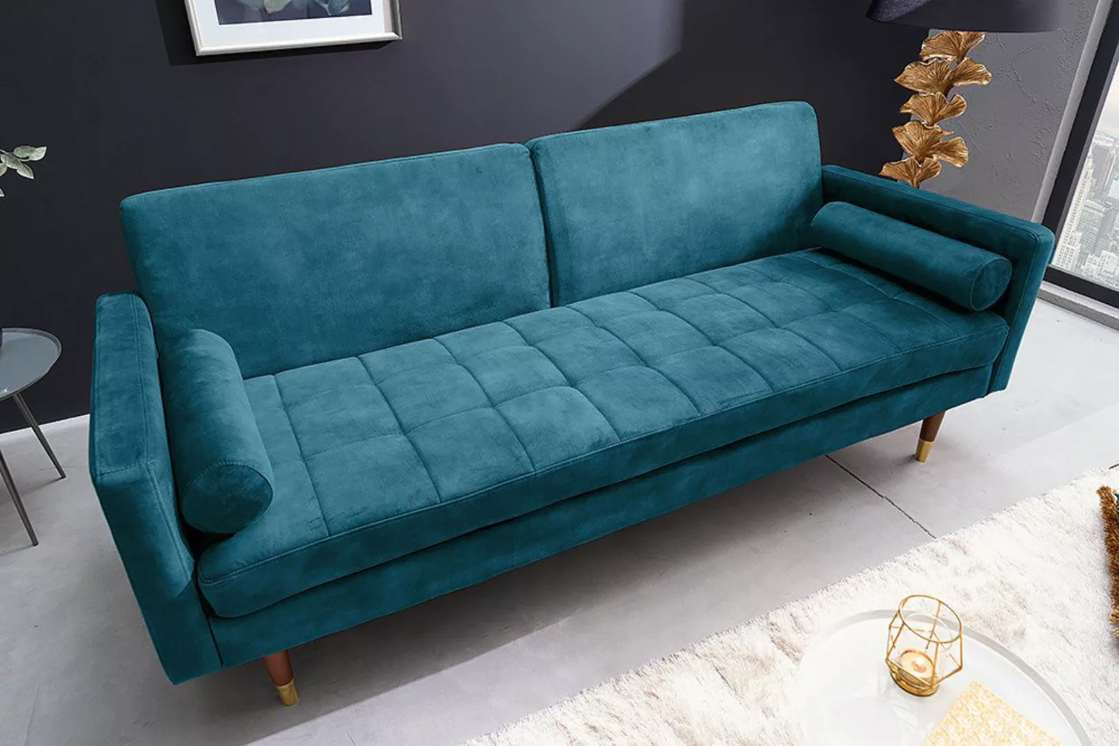 riess-ambiente Schlafsofa COUTURE 200cm petrol / braun-gold · 3-Sitzer mit günstig online kaufen