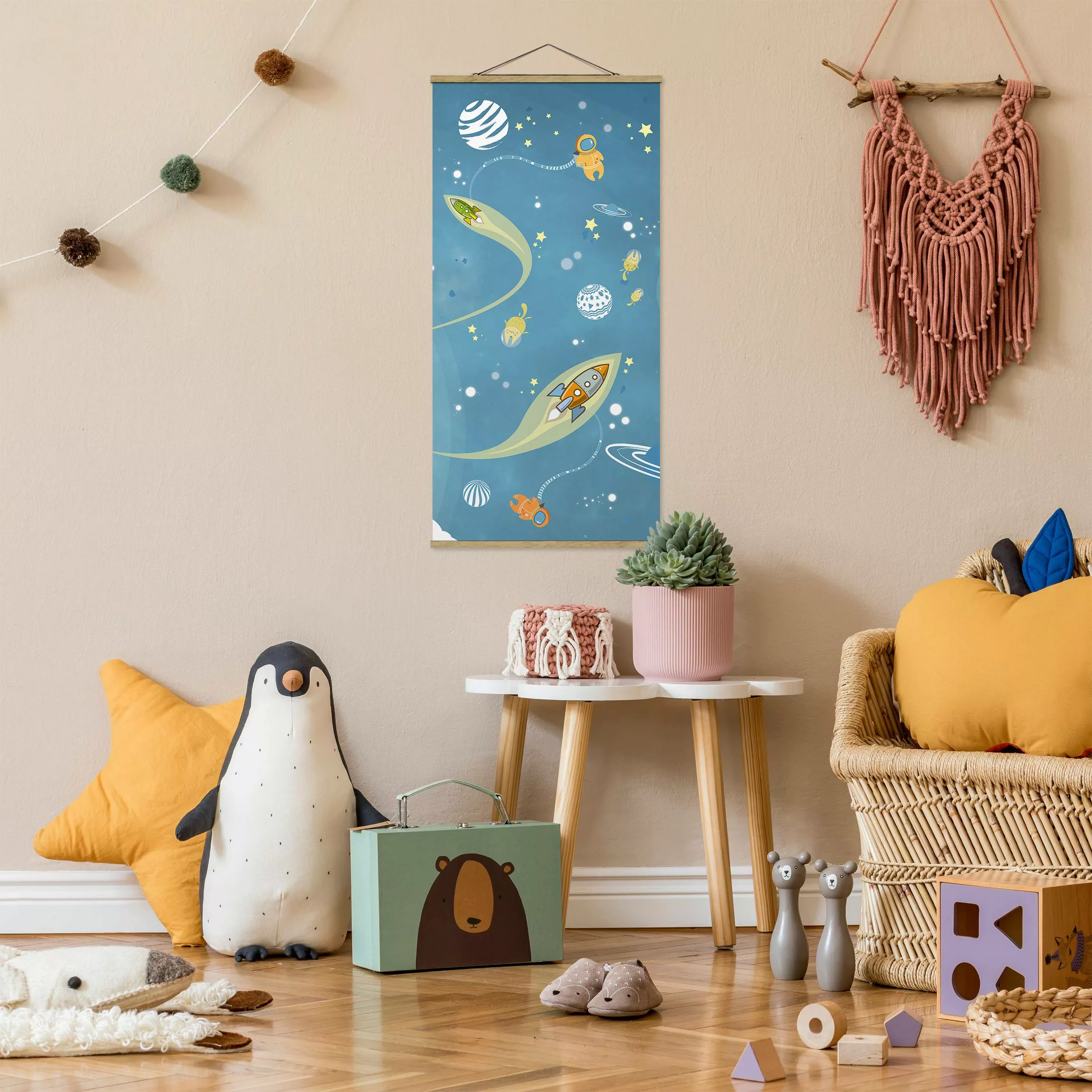Stoffbild Kinderzimmer mit Posterleisten - Hochformat No.MW16 Buntes Weltra günstig online kaufen