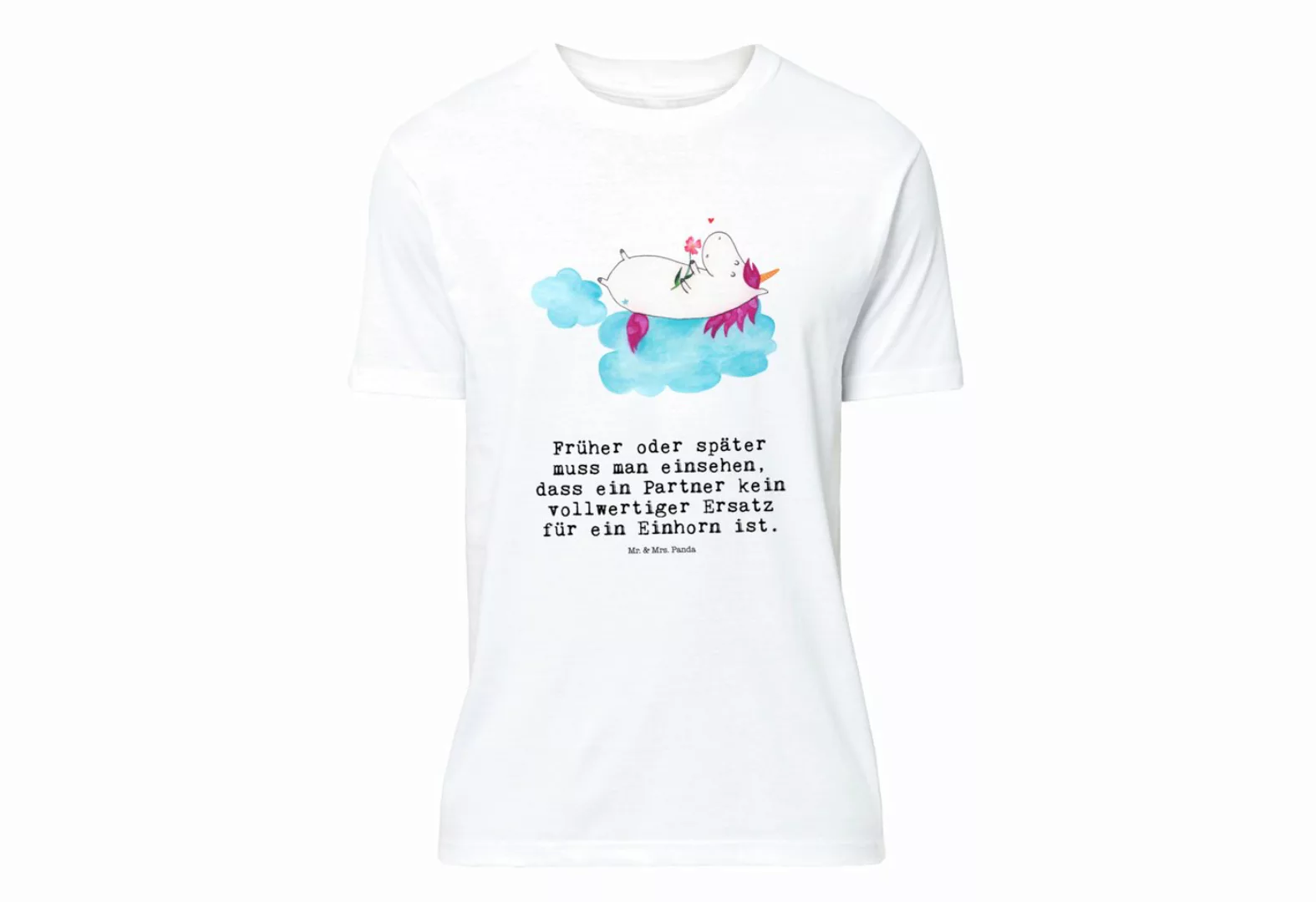 Mr. & Mrs. Panda T-Shirt Einhorn verliebt auf Wolke - Weiß - Geschenk, Jubi günstig online kaufen