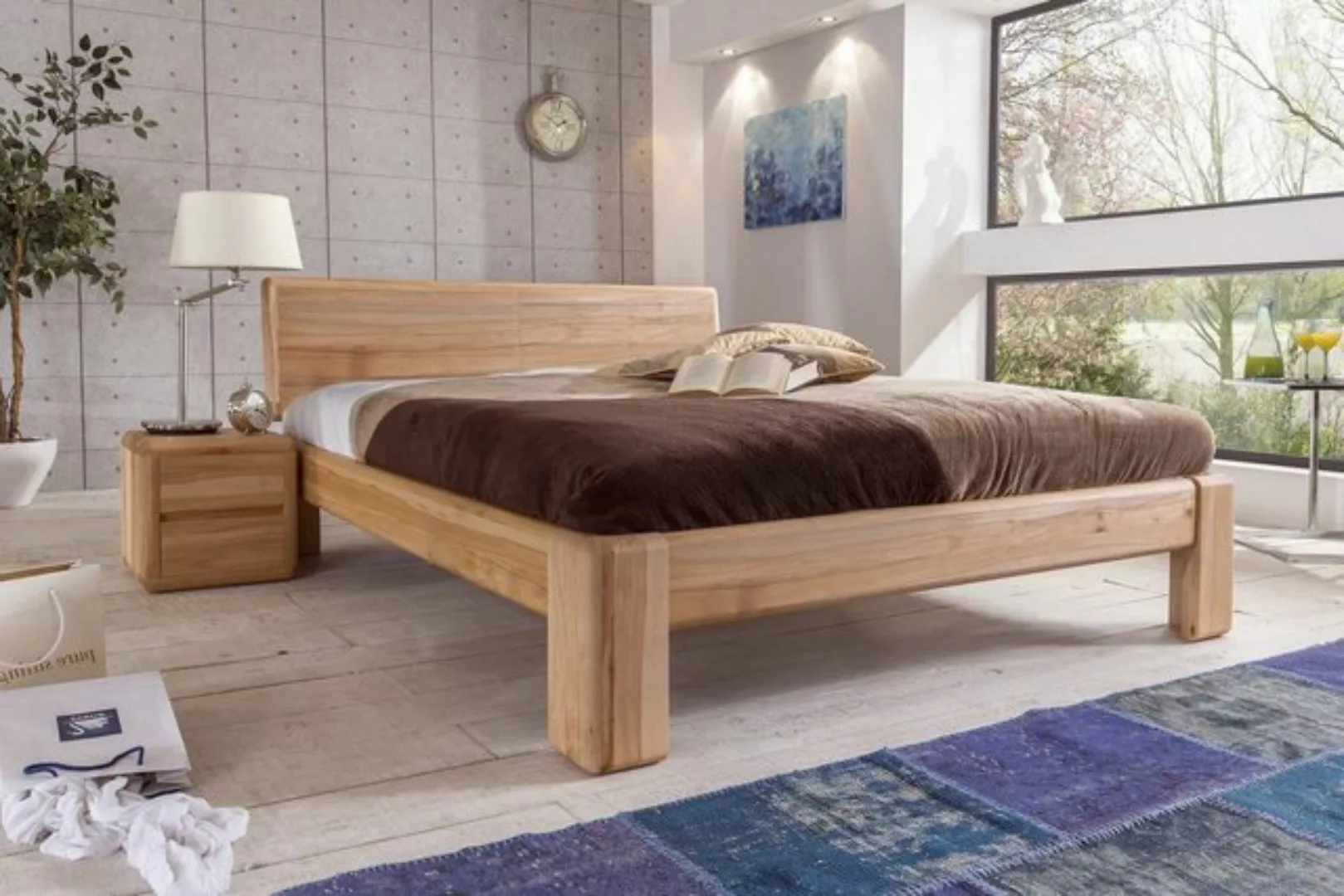 Empinio24 Massivholzbett Verona, Doppelbett Kernbuche geölt, mit Holzkopfte günstig online kaufen