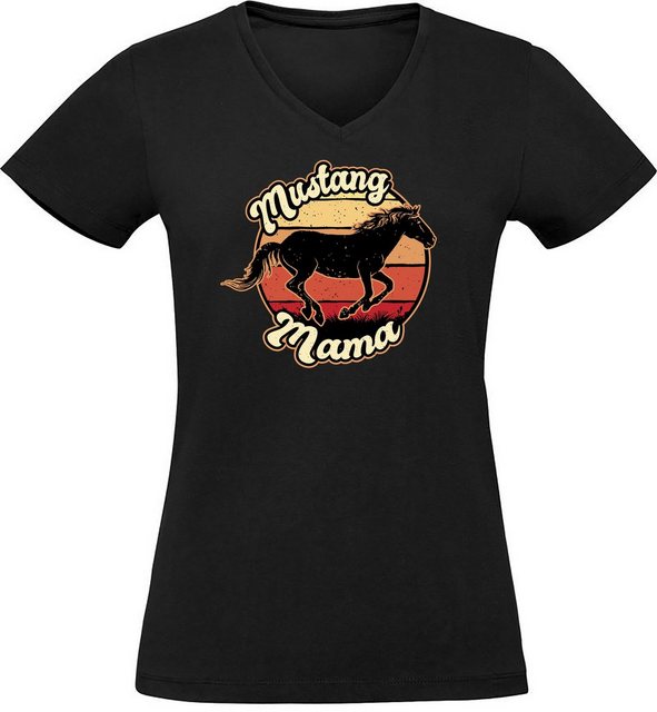 MyDesign24 T-Shirt Damen Pferde Print Shirt bedruckt - Mustang Mama Baumwol günstig online kaufen