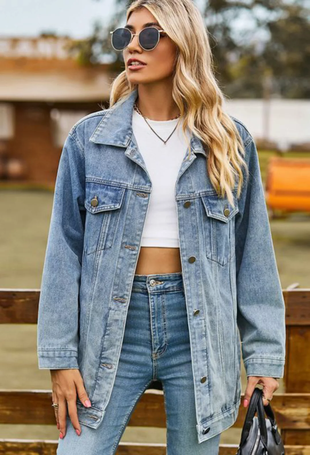 CHENIN Jeansjacke Damen Denim Jacket Vintage Denim Jacket Vintage Denim Jac günstig online kaufen