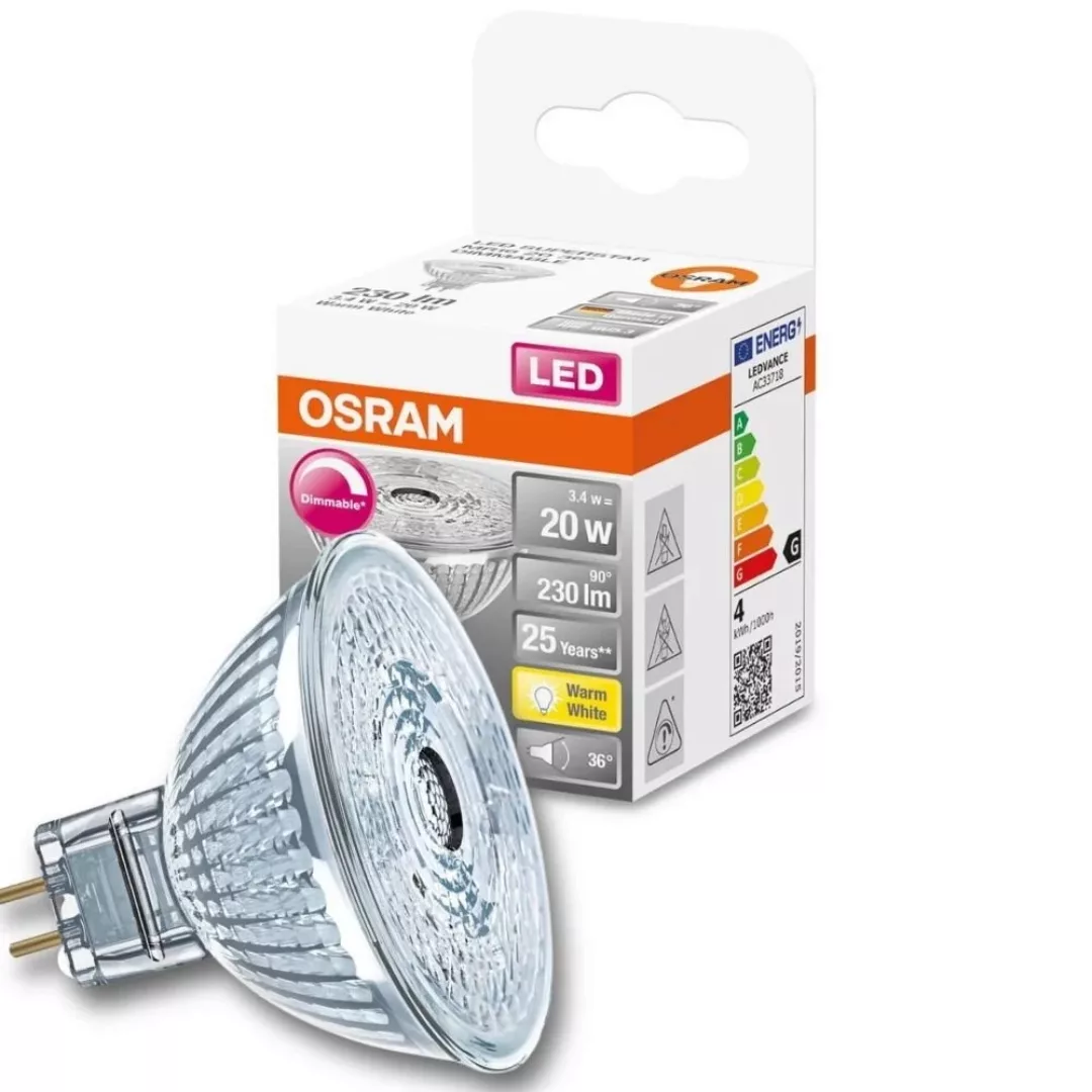 Osram LED Lampe ersetzt 20W Gu5.3 Reflektor - Mr16 in Transparent 3,4W 230l günstig online kaufen