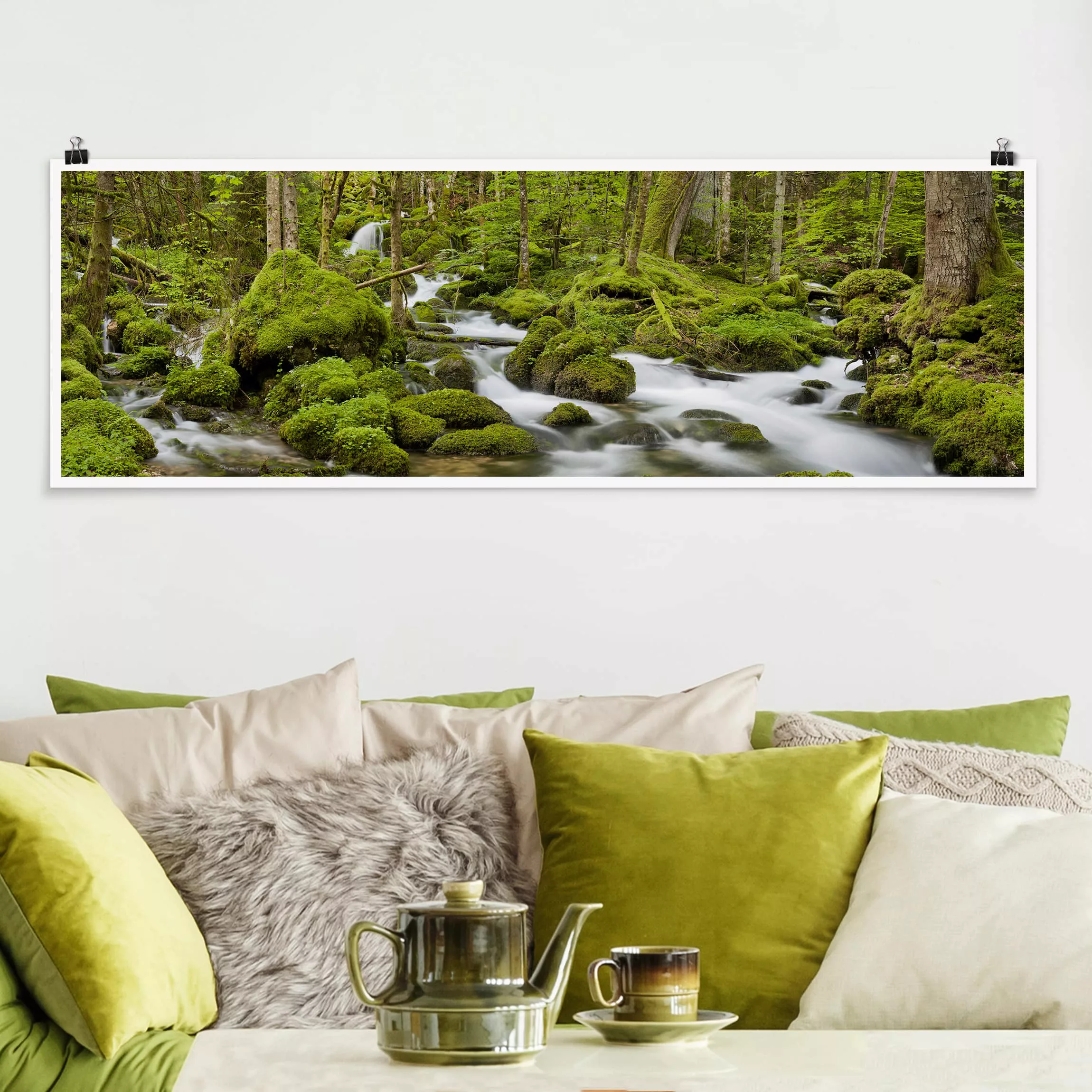 Panorama Poster Natur & Landschaft Moosbedeckte Steine Schweiz günstig online kaufen