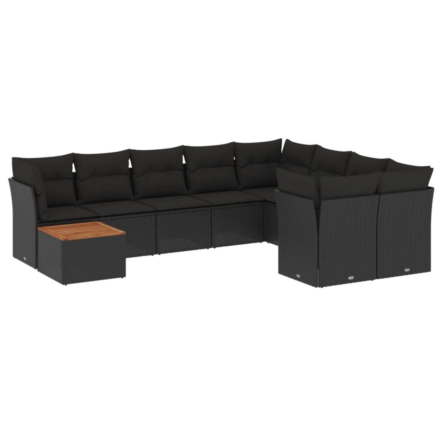 vidaXL 10-Tlg Garten-Sofagarnitur mit Kissen Schwarz Poly Rattan 3256153 günstig online kaufen