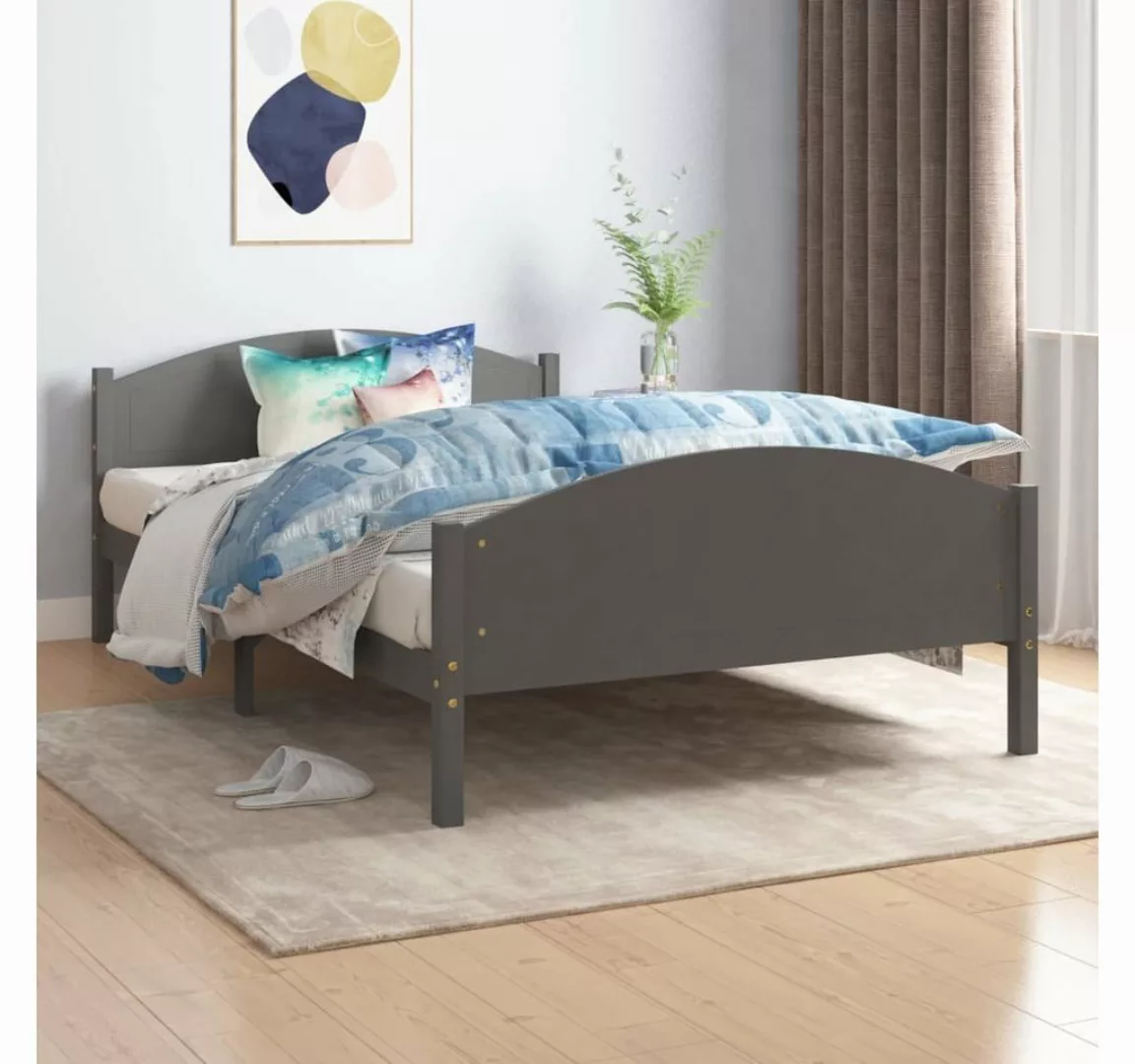 furnicato Bett Massivholzbett Dunkelgrau Kiefer 120x200 cm günstig online kaufen