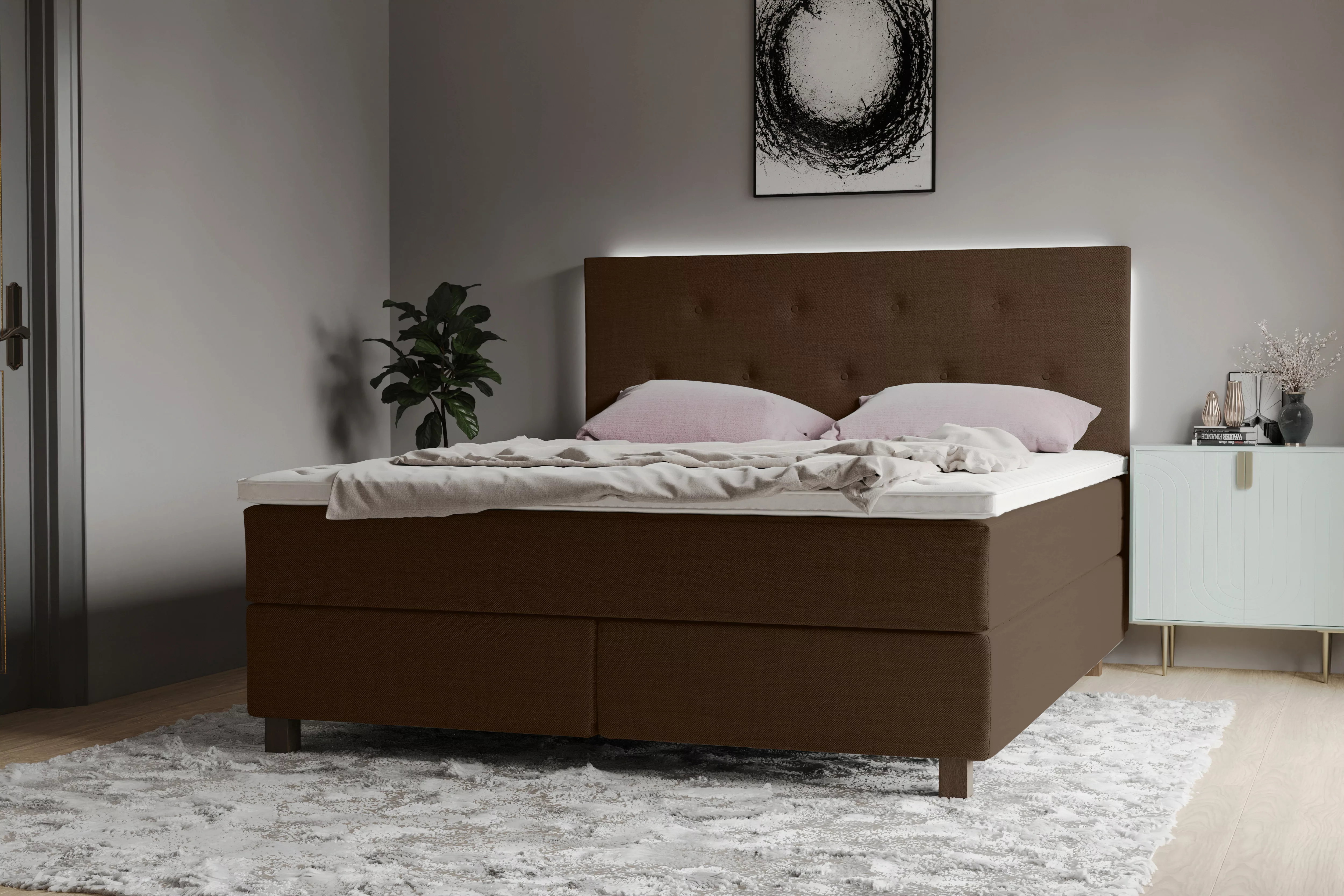 INOSIGN Boxspringbett "Alenika", mit LED - Beleuchtung, mit Taschen-Federke günstig online kaufen