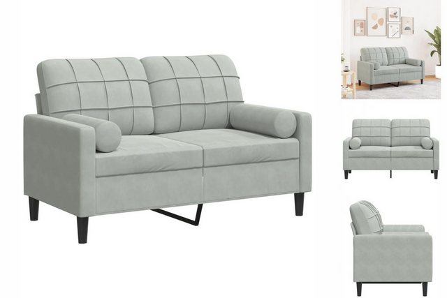 vidaXL Sofa 2-Sitzer-Sofa mit Zierkissen Hellgrau 120 cm Samt günstig online kaufen