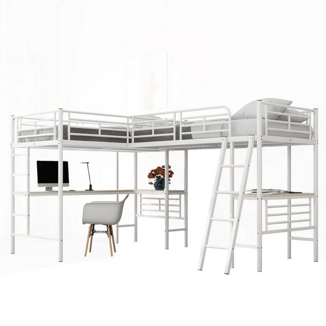 DOPWii Bett 90*200cm Hochbett,zwei Etagenbetten,Tisch unter dem Bett,Doppel günstig online kaufen