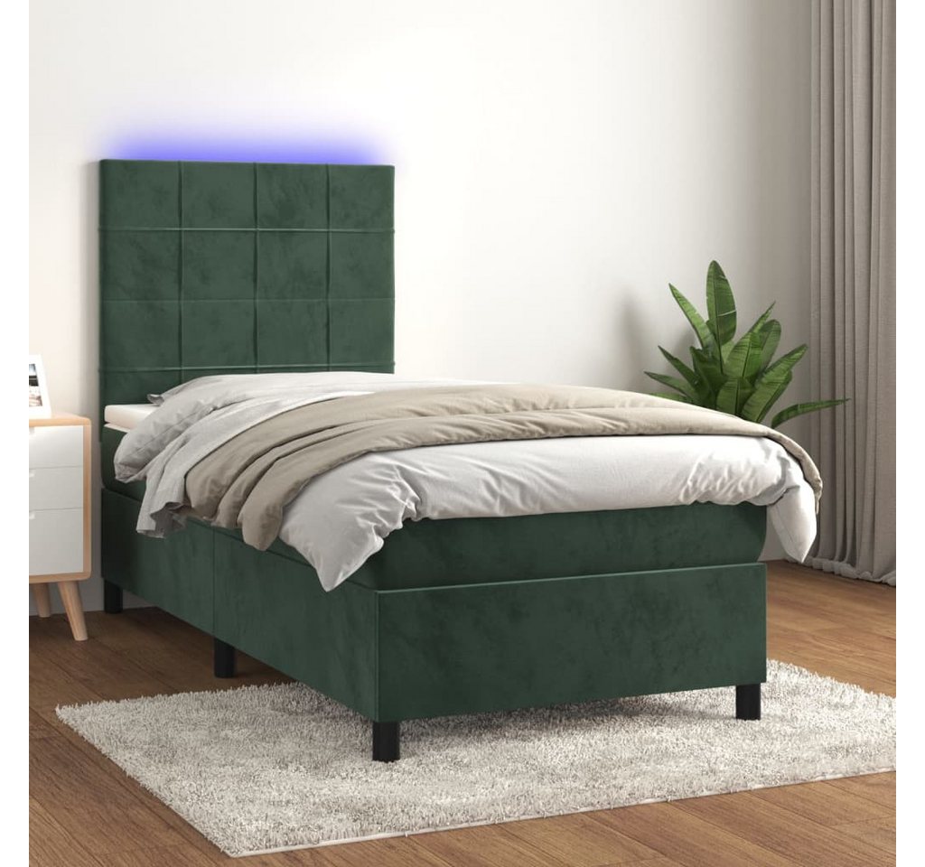 vidaXL Boxspringbett Boxspringbett mit Matratze LED Dunkelgrün 80x200 cm Sa günstig online kaufen