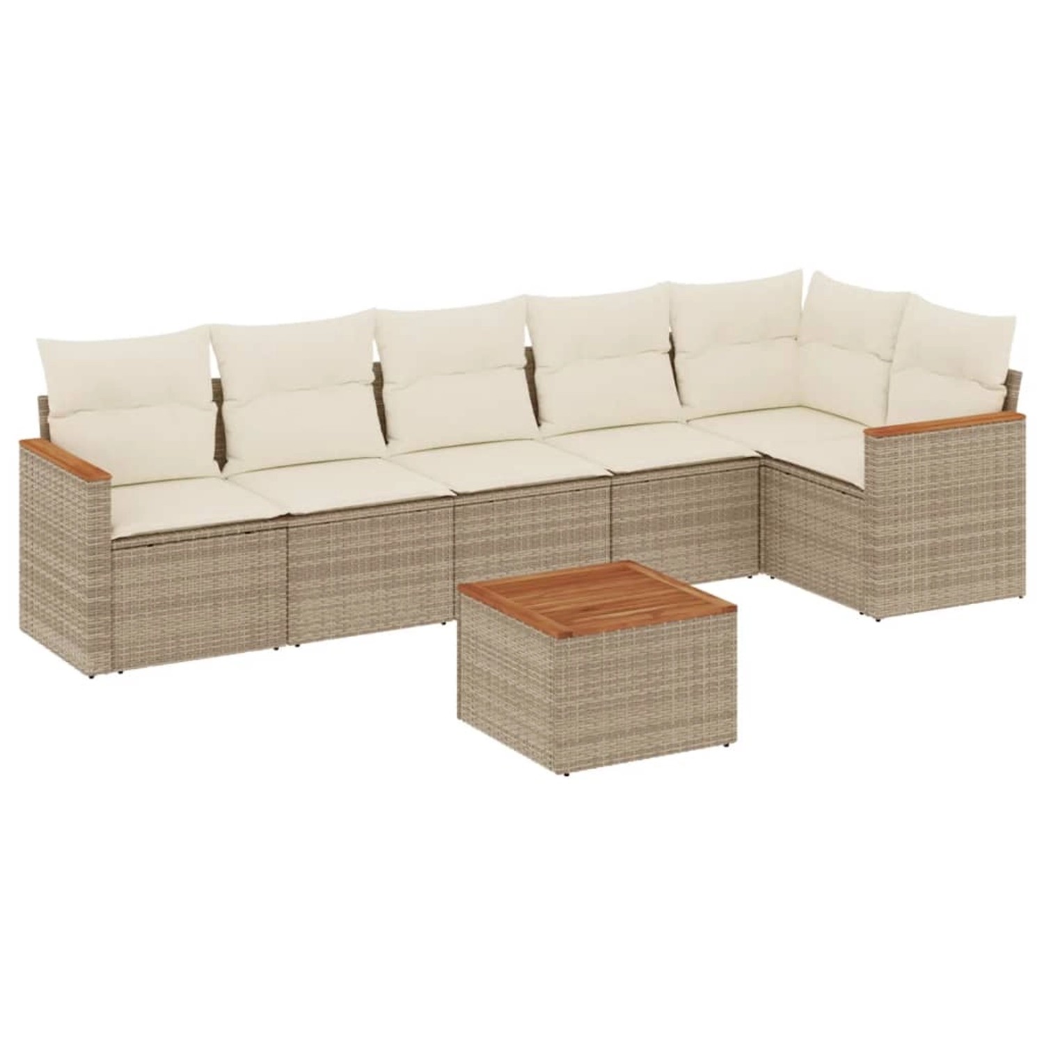 vidaXL 7-Tlg Garten-Sofagarnitur mit Kissen Beige Poly Rattan 3258397 günstig online kaufen