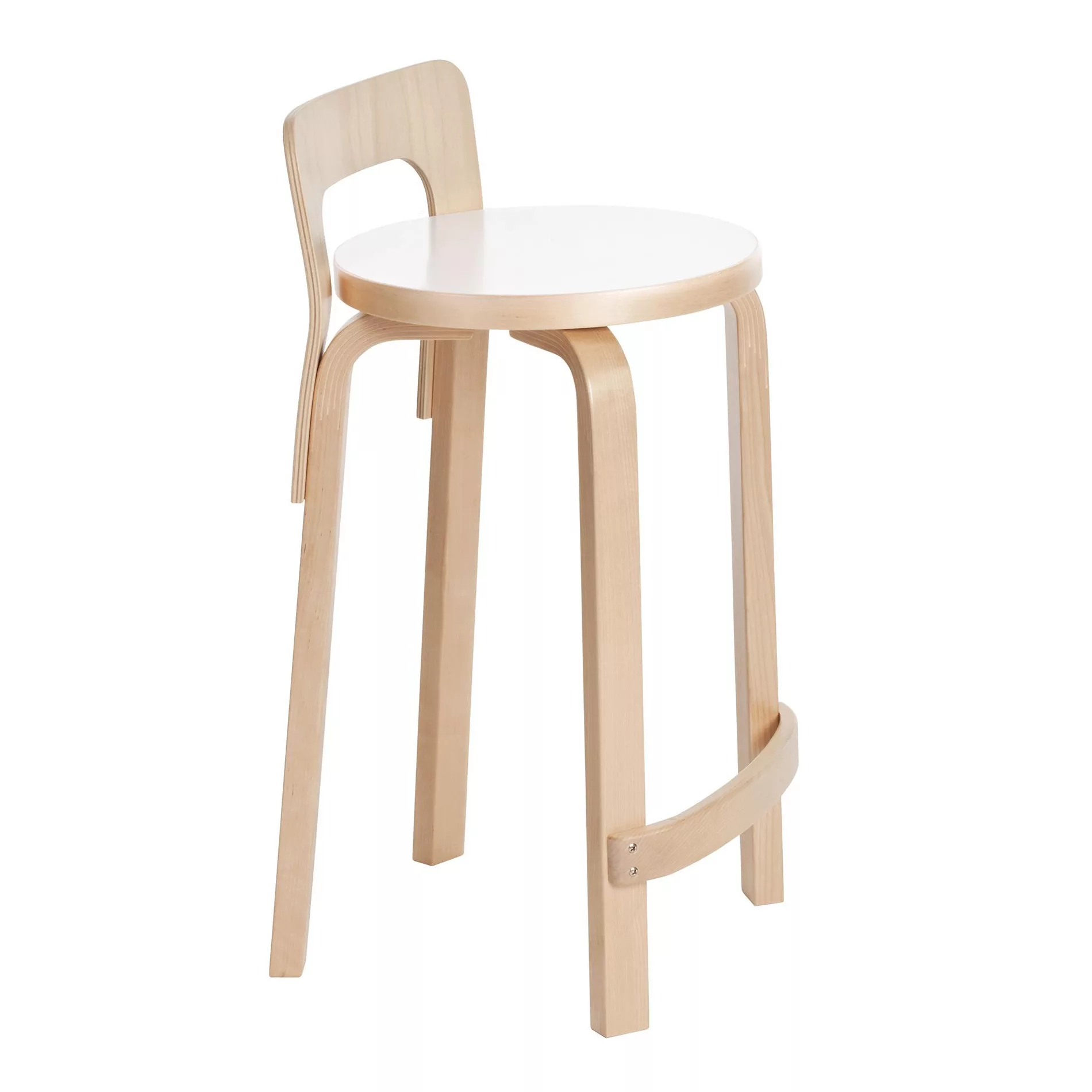 Artek - K65 Barstuhl Gestell klar lackiert - weiß, natur/Sitzfläche HPL/Ges günstig online kaufen