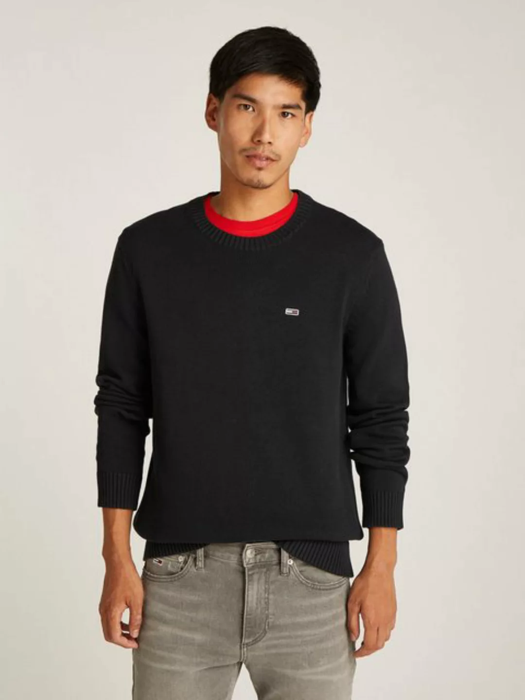 Tommy Jeans Strickpullover TJM SLIM ESSNTLS C-NECK SWEATER mit Markenlogo a günstig online kaufen